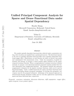 Unified Principal Component Analysis for Sparse and Dense Functional
  Data under Spatial Dependency