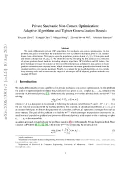 Private Stochastic Non-Convex Optimization: Adaptive Algorithms and
  Tighter Generalization Bounds