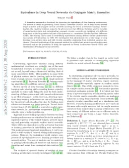 Equivalence in Deep Neural Networks via Conjugate Matrix Ensembles