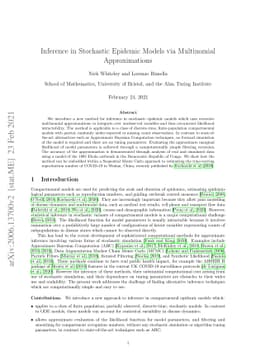 Inference in Stochastic Epidemic Models via Multinomial Approximations