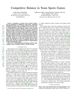 Competitive Balance in Team Sports Games