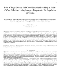 Role of Edge Device and Cloud Machine Learning in Point-of-Care
  Solutions Using Imaging Diagnostics for Population Screening