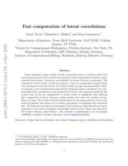 Fast computation of latent correlations