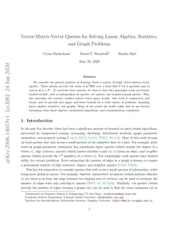 Vector-Matrix-Vector Queries for Solving Linear Algebra, Statistics, and
  Graph Problems