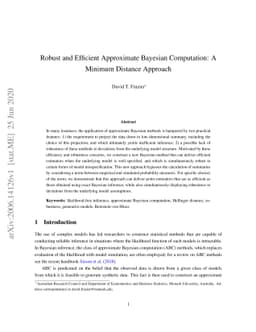 Robust and Efficient Approximate Bayesian Computation: A Minimum
  Distance Approach