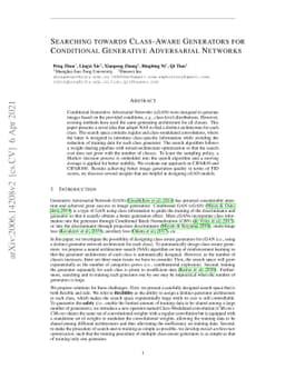 Searching towards Class-Aware Generators for Conditional Generative
  Adversarial Networks