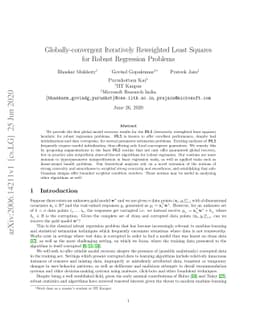 Globally-convergent Iteratively Reweighted Least Squares for Robust
  Regression Problems