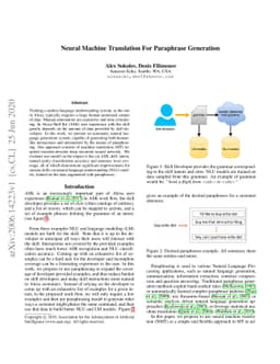 Neural Machine Translation For Paraphrase Generation