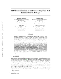 STORM: Foundations of End-to-End Empirical Risk Minimization on the Edge