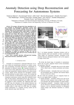 Anomaly Detection using Deep Reconstruction and Forecasting for
  Autonomous Systems