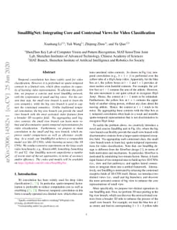 SmallBigNet: Integrating Core and Contextual Views for Video
  Classification