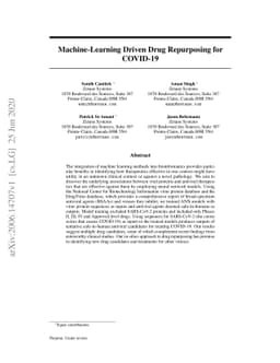 Machine-Learning Driven Drug Repurposing for COVID-19