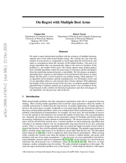 On Regret with Multiple Best Arms