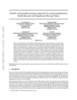 ELMV: an Ensemble-Learning Approach for Analyzing Electrical Health
  Records with Significant Missing Values