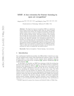 MMF: A loss extension for feature learning in open set recognition