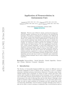 Application of Neuroevolution in Autonomous Cars