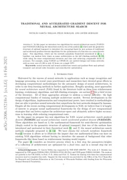 Traditional and accelerated gradient descent for neural architecture
  search