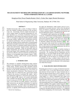 Multi-element microscope optimization by a learned sensing network with
  composite physical layers