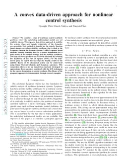 A convex data-driven approach for nonlinear control synthesis