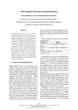 Self-Attention Networks for Intent Detection