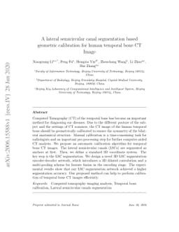 A lateral semicircular canal segmentation based geometric calibration
  for human temporal bone CT Image