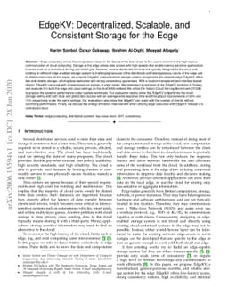 EdgeKV: Decentralized, scalable, and consistent storage for the edge