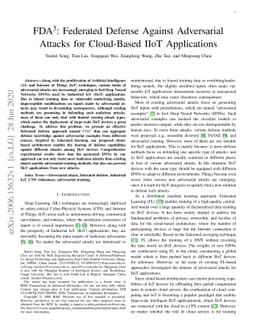FDA3 : Federated Defense Against Adversarial Attacks for Cloud-Based
  IIoT Applications