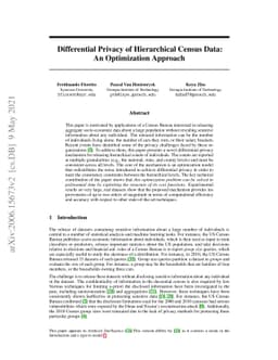 Differential Privacy of Hierarchical Census Data: An Optimization
  Approach