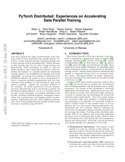 PyTorch Distributed: Experiences on Accelerating Data Parallel Training