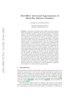 Best-Effort Adversarial Approximation of Black-Box Malware Classifiers