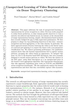 Unsupervised Learning of Video Representations via Dense Trajectory
  Clustering