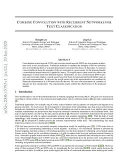 Combine Convolution with Recurrent Networks for Text Classification