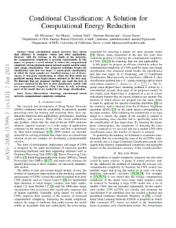 Conditional Classification: A Solution for Computational Energy
  Reduction