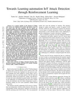Towards Learning-automation IoT Attack Detection through Reinforcement
  Learning