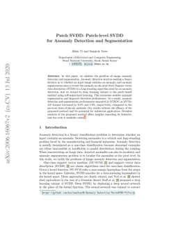 Patch SVDD: Patch-level SVDD for Anomaly Detection and Segmentation