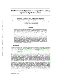 The Evolutionary Dynamics of Independent Learning Agents in Population
  Games