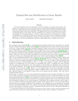 Optimal Best-arm Identification in Linear Bandits