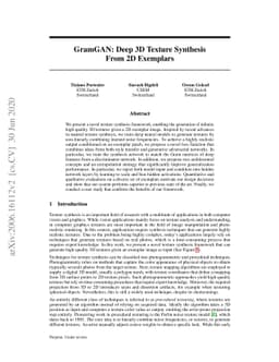 GramGAN: Deep 3D Texture Synthesis From 2D Exemplars