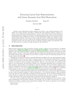 Extracting Latent State Representations with Linear Dynamics from Rich
  Observations