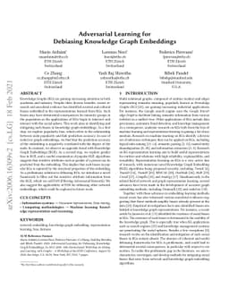 Adversarial Learning for Debiasing Knowledge Graph Embeddings