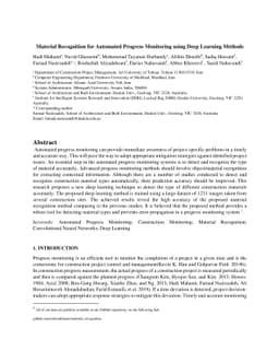 Material Recognition for Automated Progress Monitoring using Deep
  Learning Methods