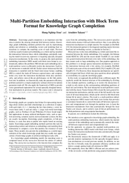 Multi-Partition Embedding Interaction with Block Term Format for
  Knowledge Graph Completion