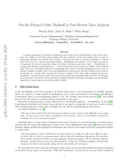 On the Privacy-Utility Tradeoff in Peer-Review Data Analysis