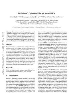 On Bellman's Optimality Principle for zs-POSGs