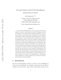 An agent-based model of interdisciplinary interactions in science