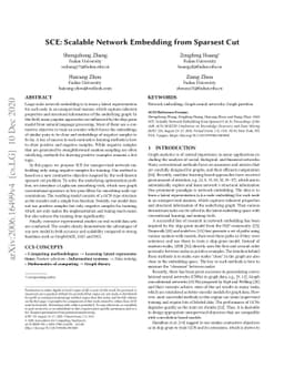 SCE: Scalable Network Embedding from Sparsest Cut
