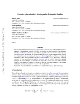 Forced-exploration free Strategies for Unimodal Bandits