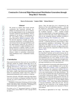 Constructive Universal High-Dimensional Distribution Generation through
  Deep ReLU Networks