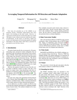 Leveraging Temporal Information for 3D Detection and Domain Adaptation