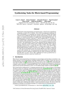 Synthesizing Tasks for Block-based Programming